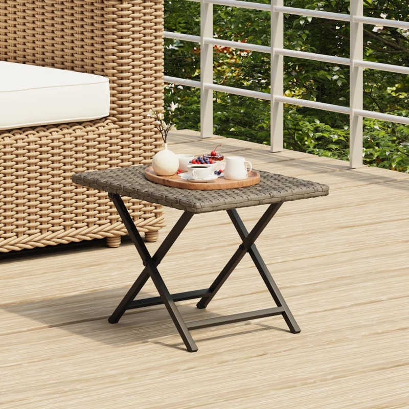 Table pliante en poly rotin 17,7 po x 13,8 po x 12,6 po Arlmont & Co., Noir