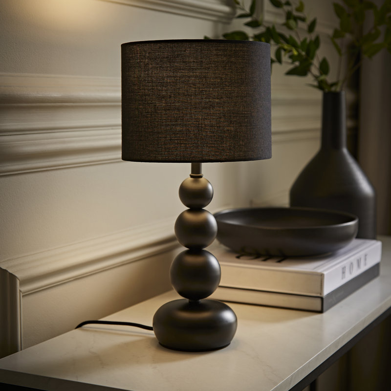 Renado Metal Table Lamp, Black, Black