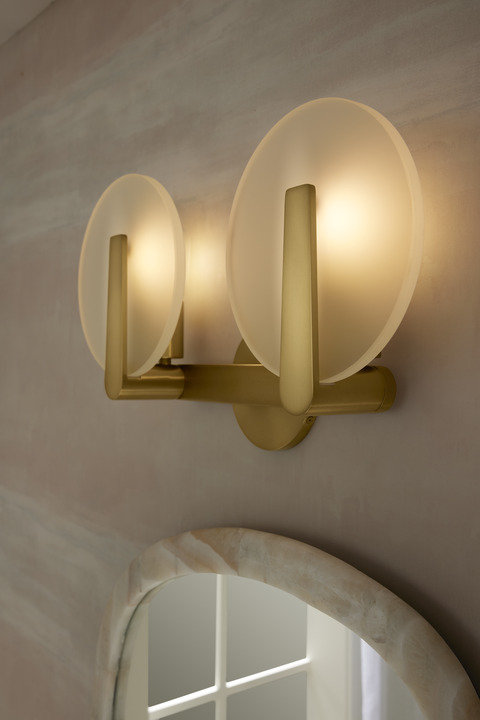 Hint Two-Light Sconce, Brushed Brass