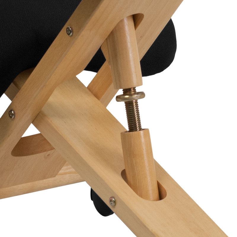 Mobile Wooden Ergonomic Kneeling Office Chair, Black