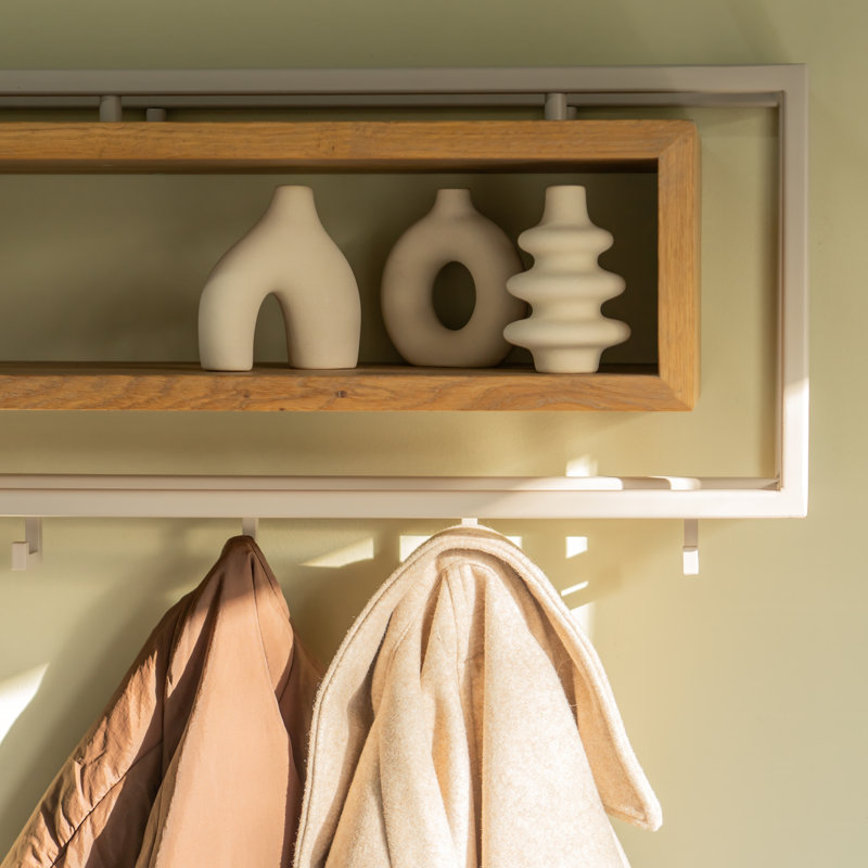 School 12 - Hook Wall Mounted Coat Rack with Storage , Silky Taupe