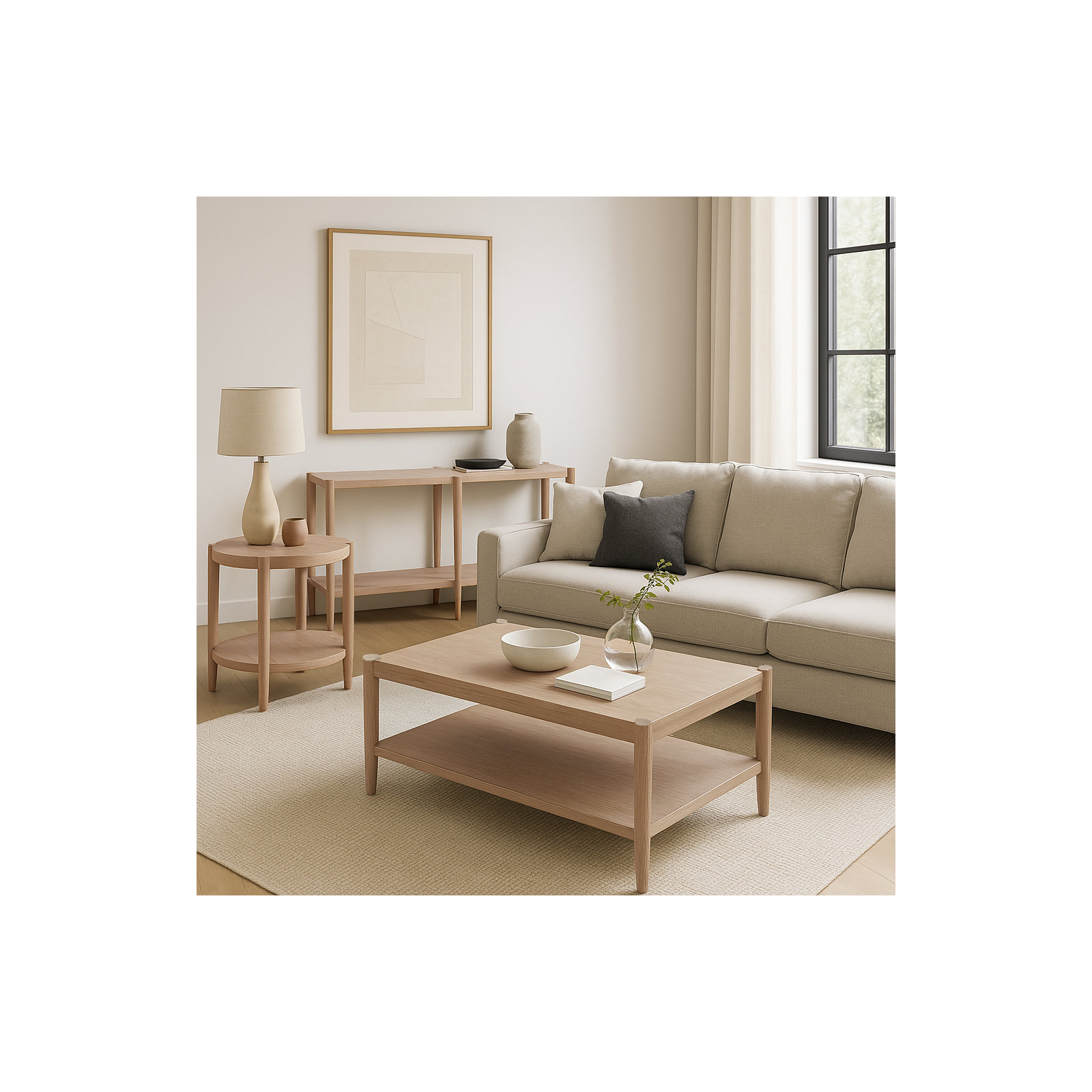 Reece Rectangular Coffee Table, Natural Wood