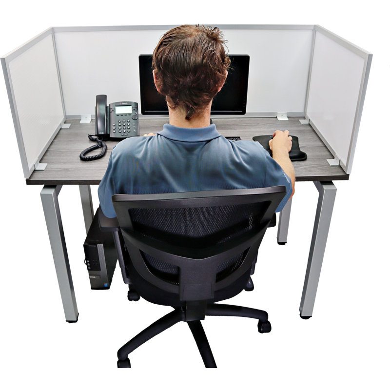 Panneau d'intimité en polycarbonate fixé au bureau, En aluminium, H 18 po x l 48 po x p 0,63 po