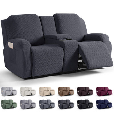 Wald Stretch Reclining Loveseat Cover With Middle Console Slipcover