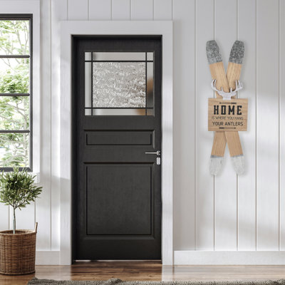 Décoration murale de Noël en bois «Home Is Where You Hang Your Antler»