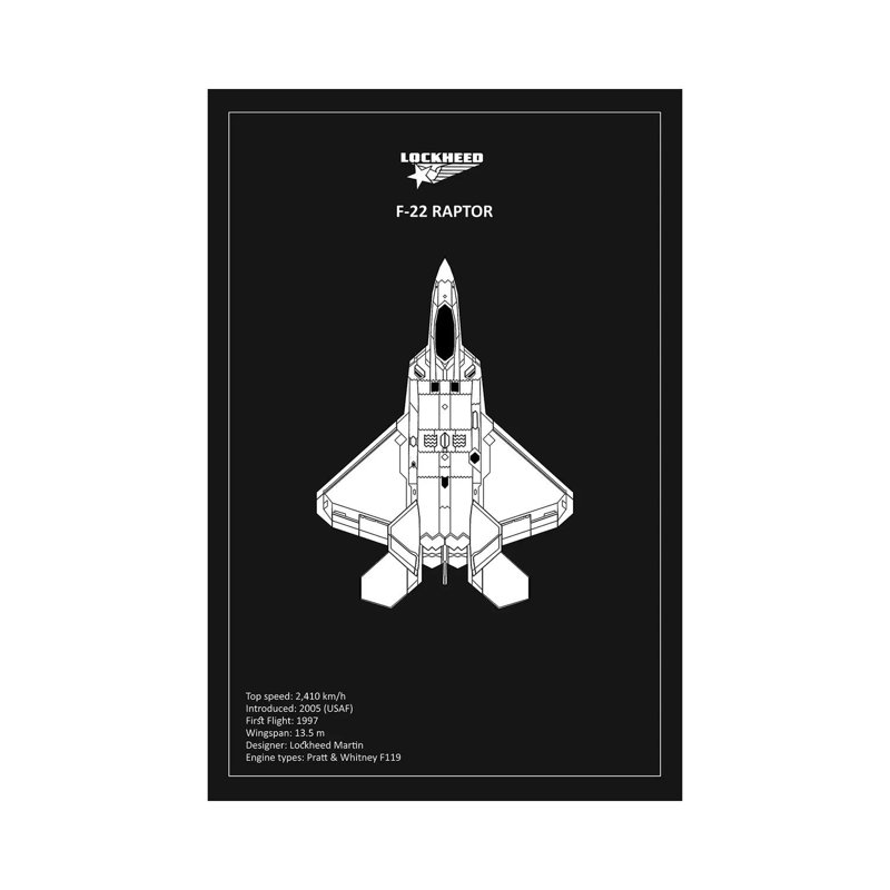 BP Lockheed F22 Raptor by Mark Rogan - Print on Canvas, Wrapped Canvas, 66.04 cm H x 45.72 cm W x 1.91 cm D