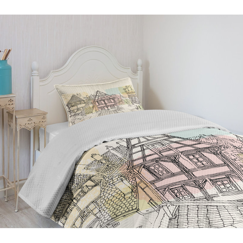Ambesonne Ambesonne German Bedspread Set Historic Nuremberg Scene Multicolor
