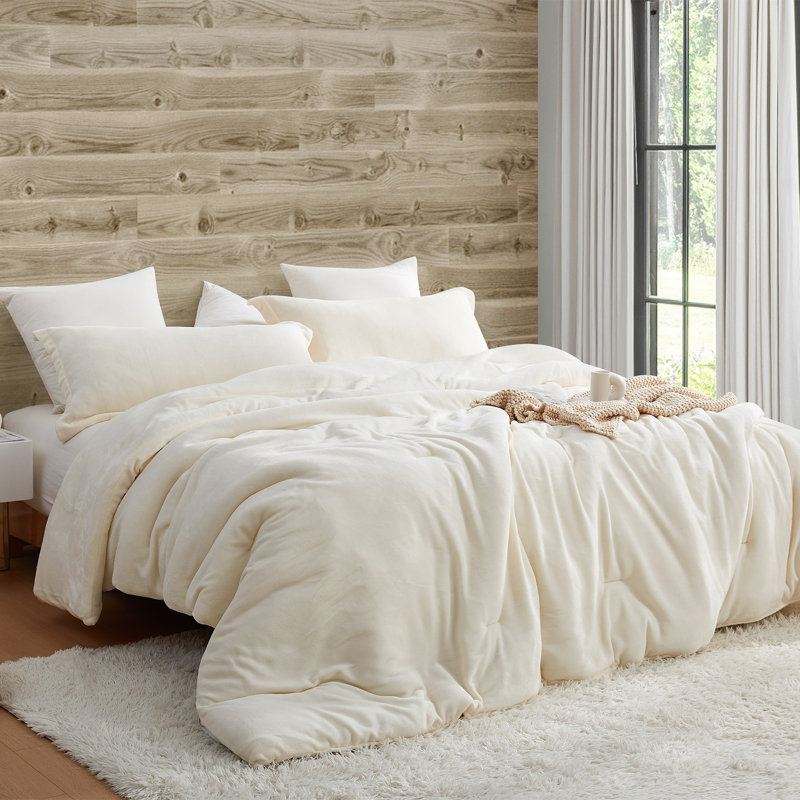 Git Cozy Coma Inducer Velvety Oversized Comforter Set, King Comforter + 2 King Shams, Ivory