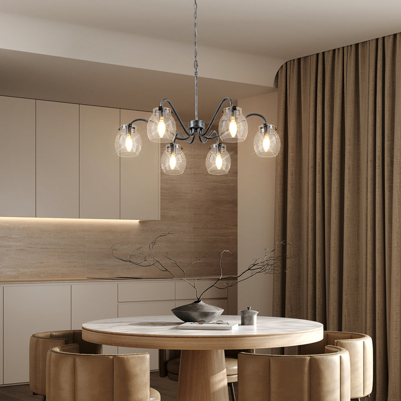 Boyu 6 - Light Shaded Modern Linear Chandelier Chandeliers for Dining Room Kitchen Island Lighting