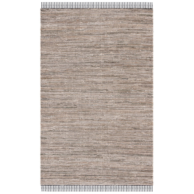 Abiodun Hand Woven Denim/Cotton Rug in Black/Beige, Rectangle 4' x 6'