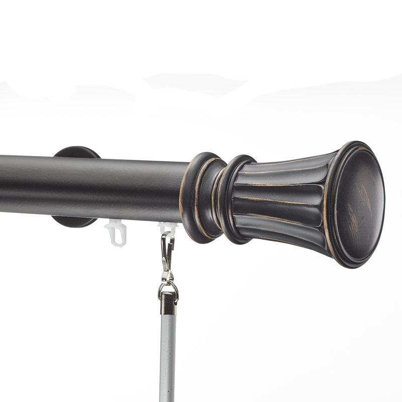 Heberling Single Curtain Rod, Black, 2.38" H x 132" W x 3.63" D