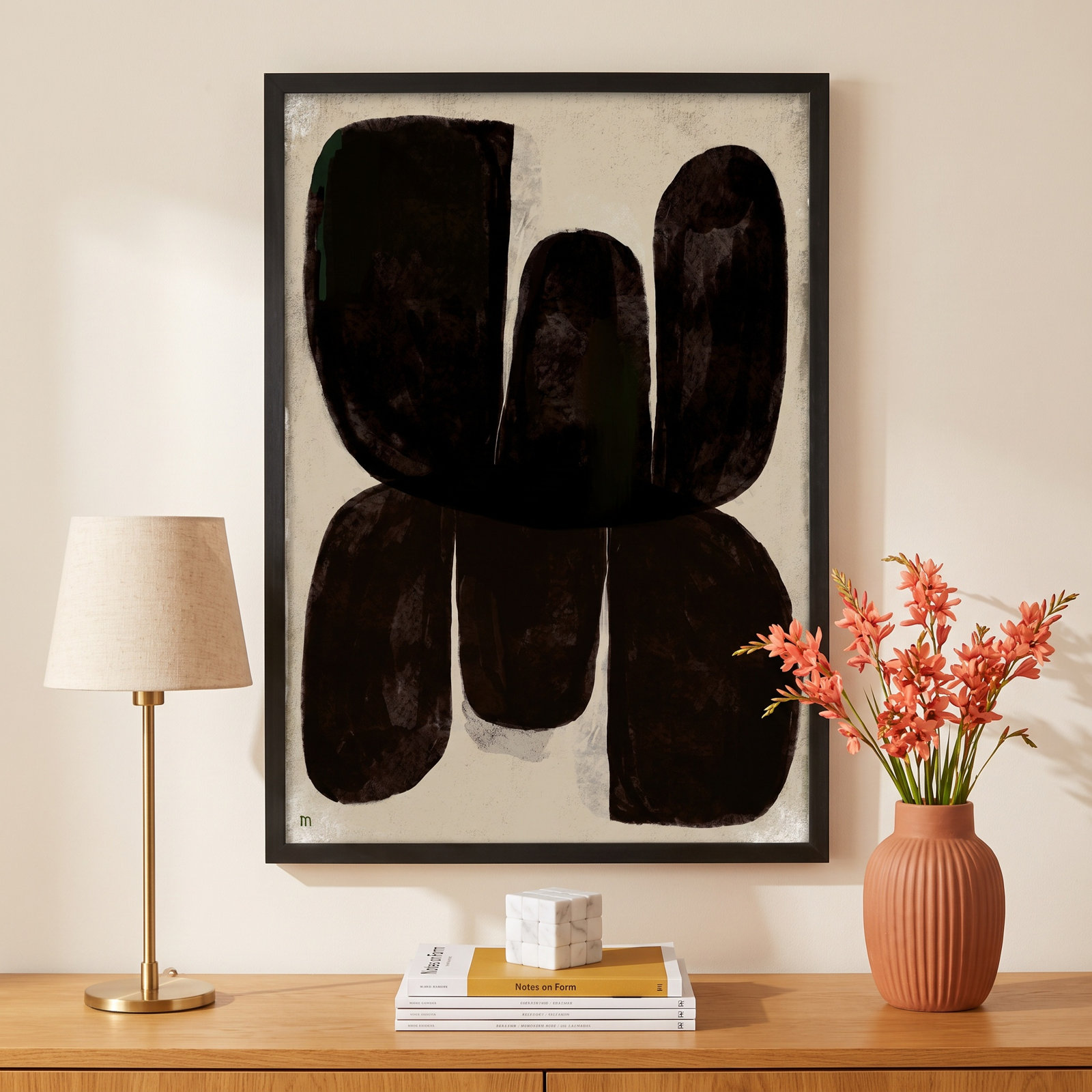 Night Butterfly Print, 20" H x 14" W x 1.25" D, Black