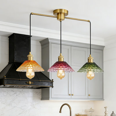 Colorful Glass Ceiling Pendant Light, Adjustable Hanging Lamp