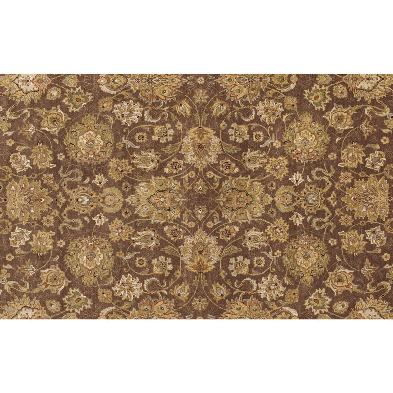 Tapis oriental brun / beige noué à la main Rectangle, Rectangle 8 pi x 10 pi