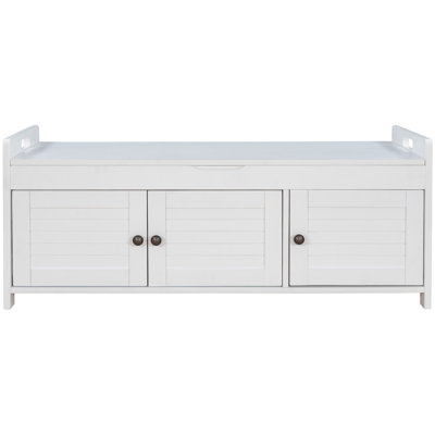 Storage Bench With 3 Shutter-Shaped Doors