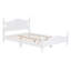 Structure de lit double en bois pleine grandeur, lit plateforme de style rétro avec support en lattes de bois, blanc