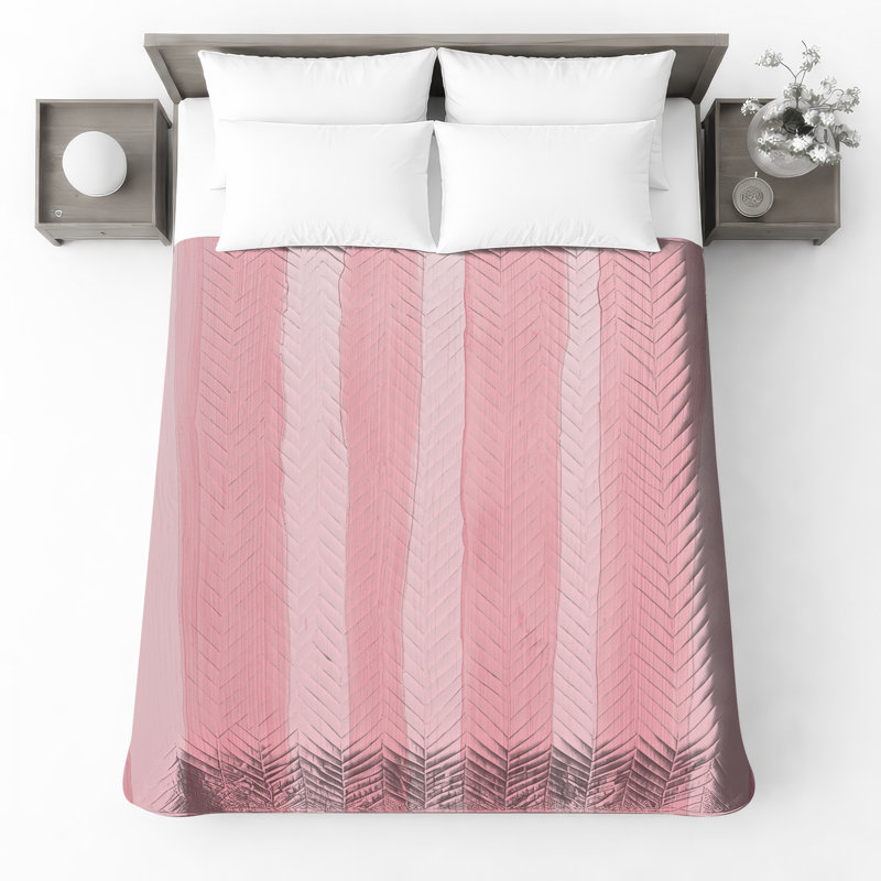 Pink Vertical Stripes Quilted Bedspread All Sizes, Twin