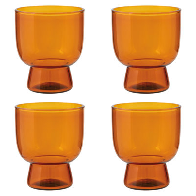 Set of 4 Tumbler 7oz Pedestal Amber