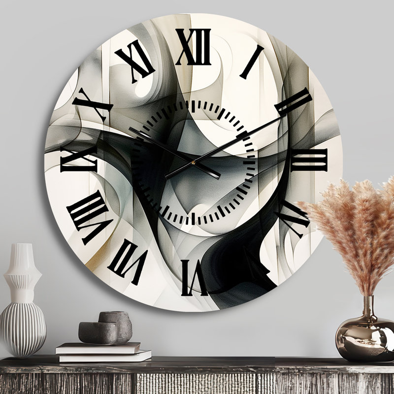 Horloge murale abstraite à motif géométrique moderne abstrait noir, Médium