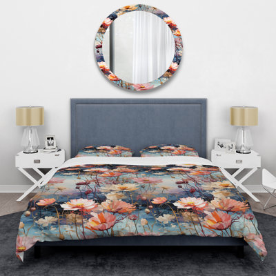Pink Monets Garden Botanical Pattern III Duvet Cover
