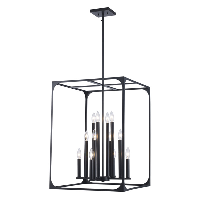 Luminaire suspendu cage 12 lumières Marieliese, Noir