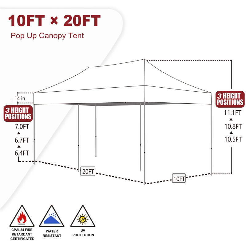 Amaziyah 96'' W x 96'' D Steel Pop-Up Canopy, Green, 10ft x 20ft