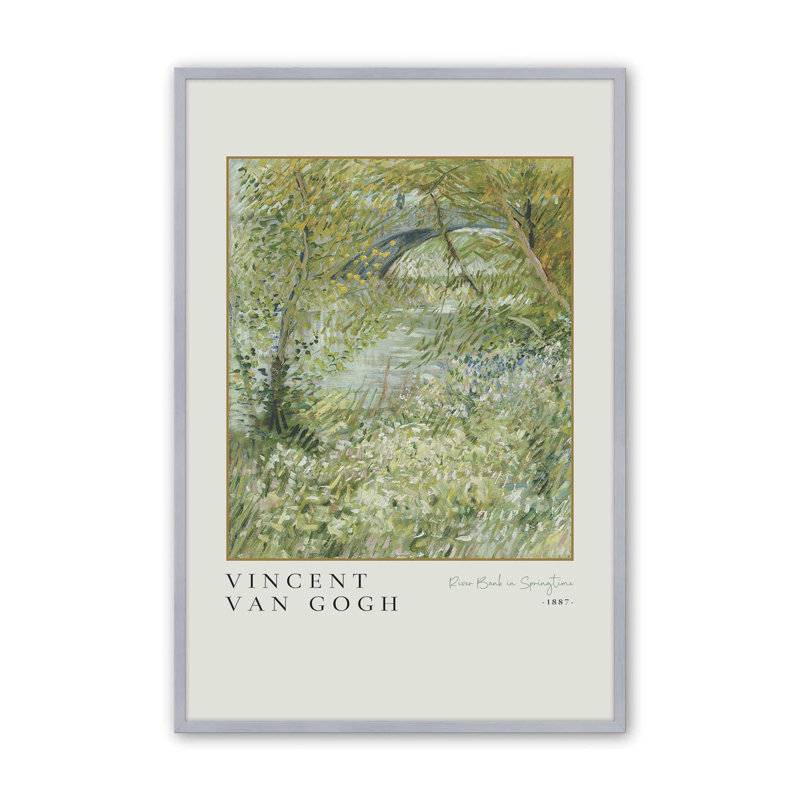 Van Gogh's River Bank in Springtime v3, impression dans un cadre, H 15,25 po x l 12,25 po, Chrome poli