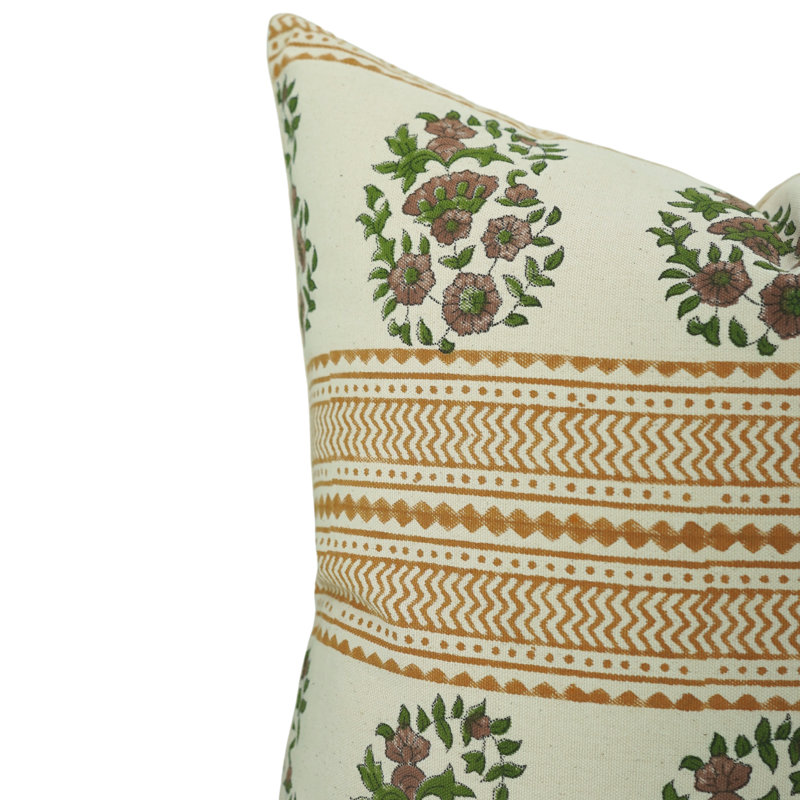 Housse de coussin à motif de blocs Housse de coussin à motif de blocs floraux accessoire de maison douillet Boho chic housse de coussin à motif de blocs décoratifs pour canapé (Anar) 
