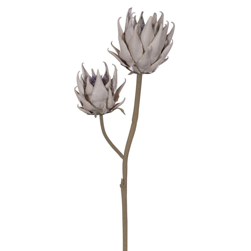 26'' Cream Protea Artificial Flower Stem with Iron Wire