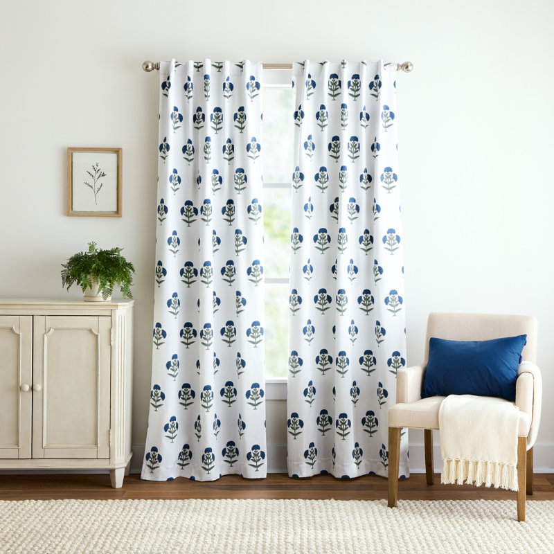 Martha Stewart Ayana Curtain Panel Pair Blue, 37" W x 84" L