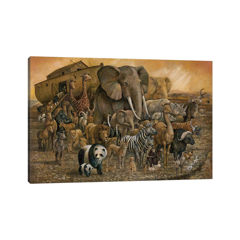 Noah's Ark by Ruane Manning - Painting on Canvas, 20.32 cm H x 30.48 cm W