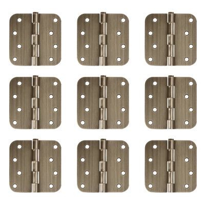 Design House 189381 - Charnières de porte pour portes intérieures, paquet de 9, 4 po x 4 po - Charnière de porte arrondie en acier à rayon 5/8 po - Peinte en blanc - Convient aux portes standard