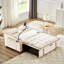 Lit à dossier réglable beige avec fonctions de divertissement et canapé pliable beige-121363627