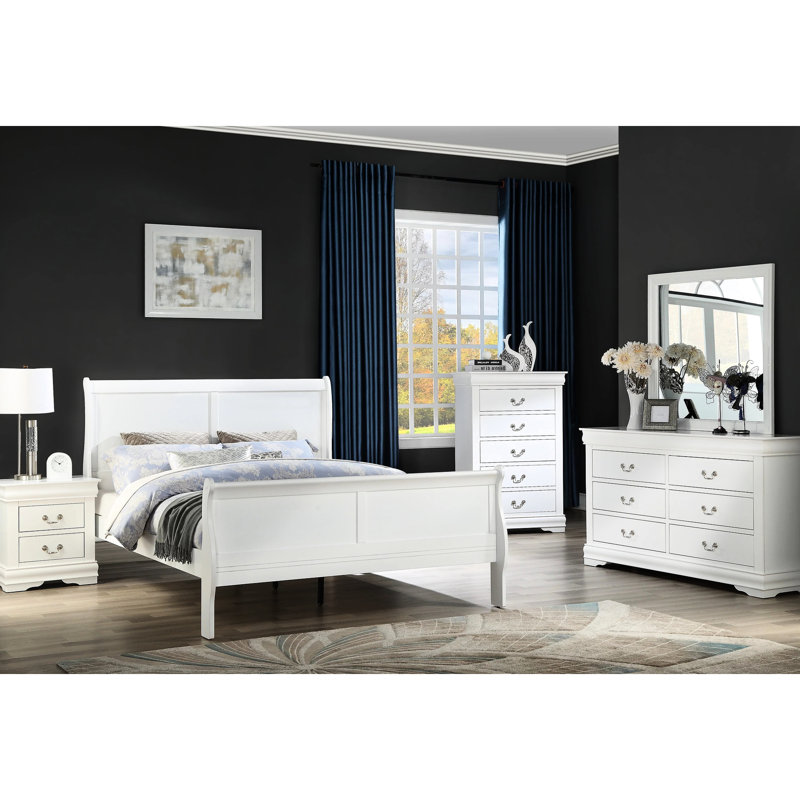 Lit double de couleur blanche, cadre de chambre à coucher en bois massif avec pieds en équerre, Blanc