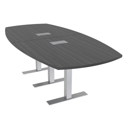 Arc Boat Conference Table With Metal T Bases Power And Data Modules