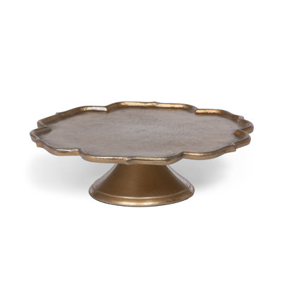 Assiette à gâteau en aluminium moulé à bord festonné 15 po Cabernet