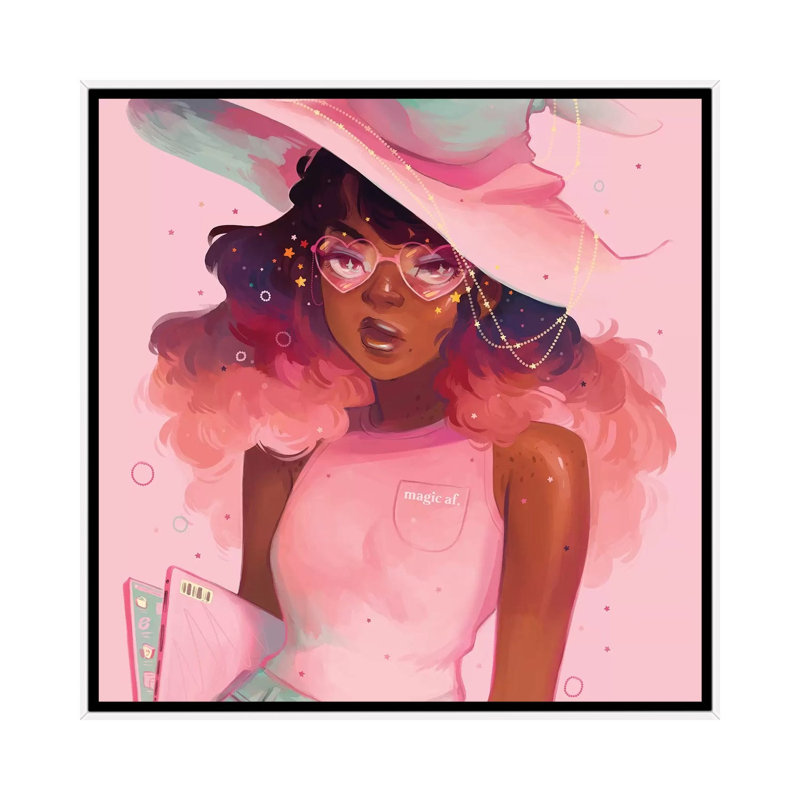 « Magic AF » par Geneva B-impression, Pas de tapis, H 37 po x l 37 po x P 1,5 po, Toile blanche encadrée