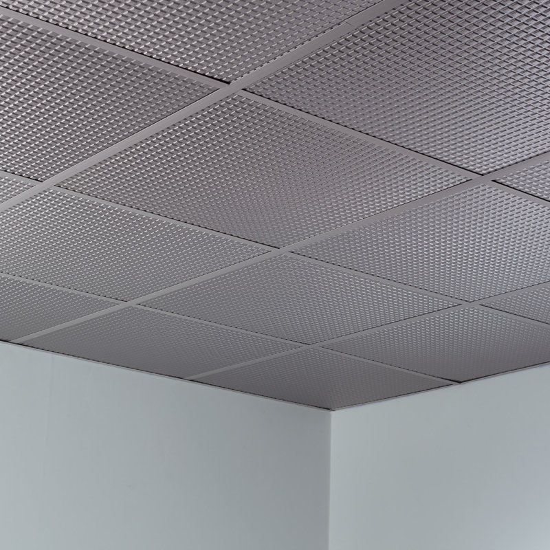Panneau de plafond carré décoratif en vinyle 2 pi x 2 pi FASÄDE, Argenté