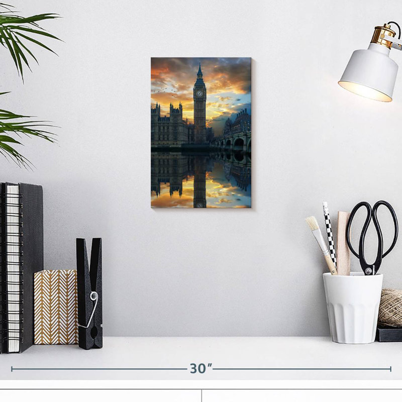 Aime Big Ben au coucher du soleil, H 12 po x l 8 po
