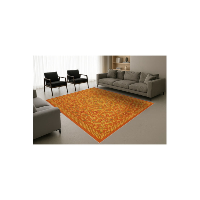 Tapis tissé orange traditionnel Mosso, 3'3" x 4'11"