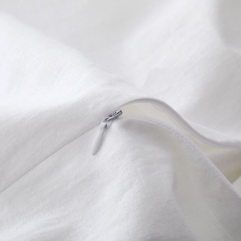 King Size White Linen and Cotton Duvet Cover Set