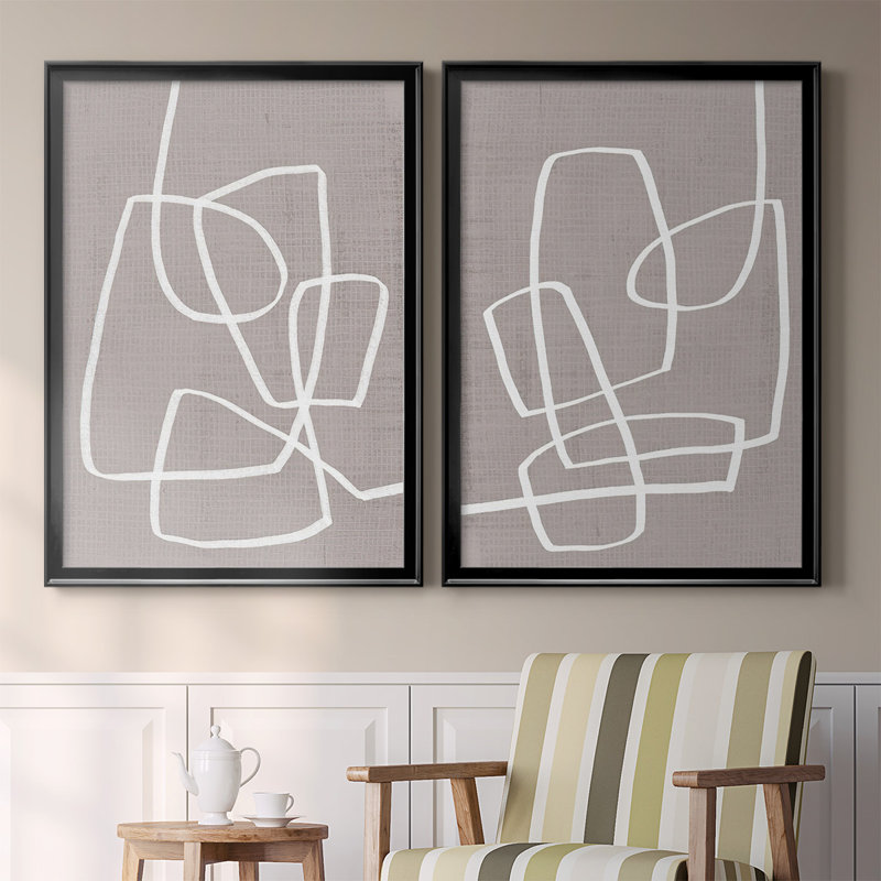 Lin rond rond I, toile de qualité supérieure, prête à être accrochée, Impression encadrée, H 30,5 po x l 45 po, Noir