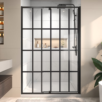 44-48" Wide X 71" High Pivot Framed Shower Door With Clear Glass