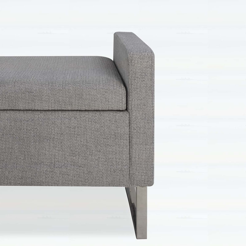 47" Modern Upholstered Ottoman Bench with Storage & Metal Base
