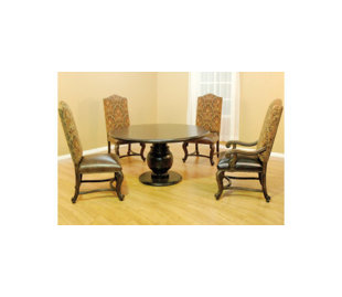 Round Wood Top Traditional Dining Table