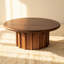 CORIN 36" White Oak Sculptural Coffee Table – Modern Round Center Table – Brown-50046047