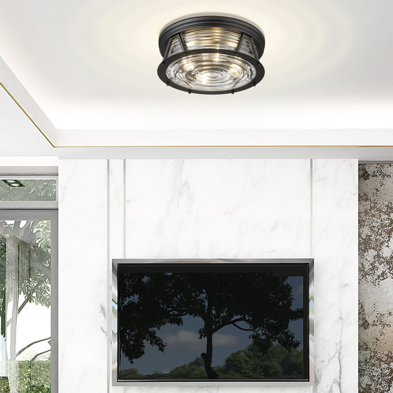 Smithies Glass Flush Mount, Matte Black