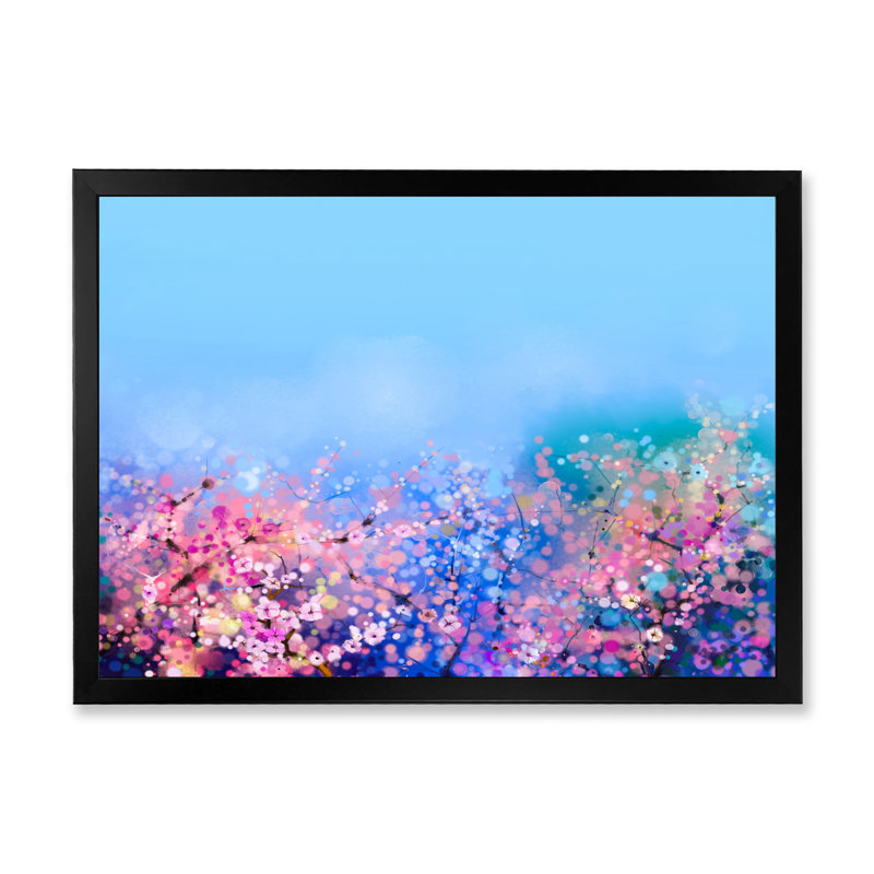 Cherry Blossoms - Print on Canvas, Black Picture Framed, 8" H x 12" W x 1" D