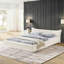 Grand lit tapissier avec structure en velours, lit plateforme avec tête de lit courbée décorative et structure en bois massif, pas de sommier tapissier requis - beige-904776287