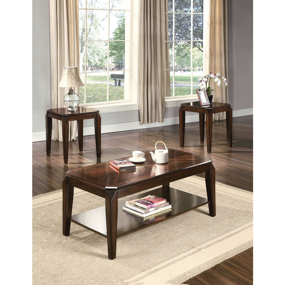 Red Barrel Studio® Rinie 3 Piece Solid Wood Living Room Table Set
